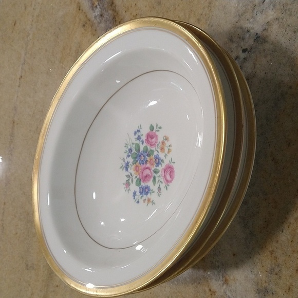 Set of 3 vintage haviland windsor vegetable serving bowls  floral gold trim - Picture 1 of 4
